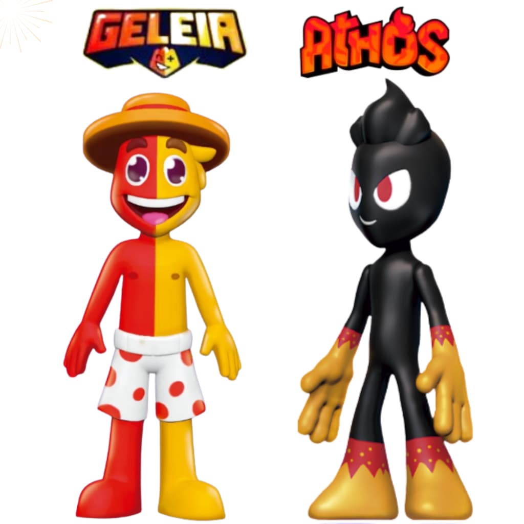 Bonecos  Kit Athos e Geleia 25cm Vinil Algazarra Original Gamer articulados