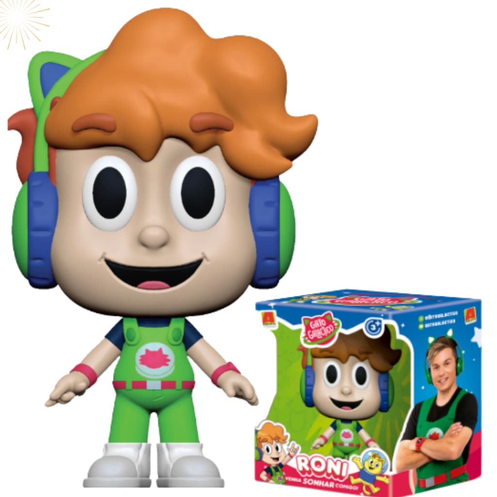 Boneco Youtuber Roni Gato Galactico 15 cm Vinil Articulado Algazarra