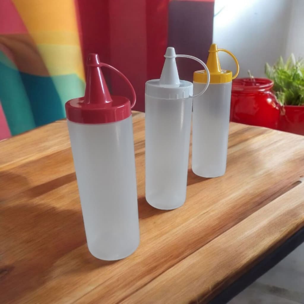 10 Bisnaga Plástico 250 ML Para Molhos Lanchonete Restaurante