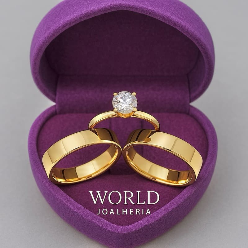 Par de alianças de casamento 4mm fina quadrada simples moeda antiga + anel solitario 100% em moeda cor de ouro 18k