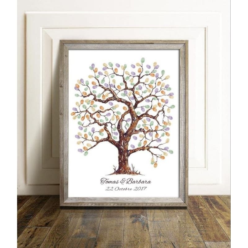 Quadro Decorativo Recepção de Casamento Árvore Digitais Assinaturas