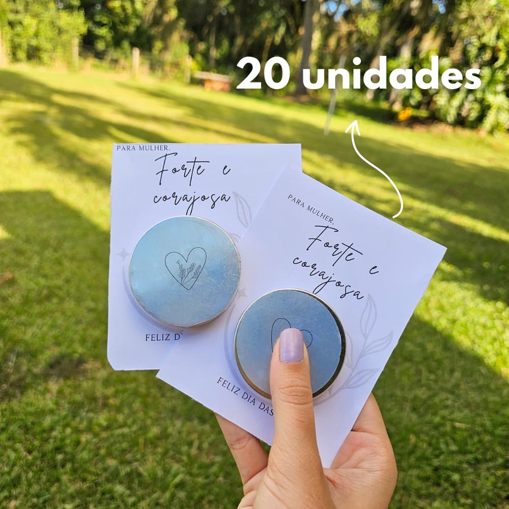 20  Lembrancinha Dia da mulher/ eventos empresas | Mini Vela 30g + cartão "Forte corajosa" + Saquinho