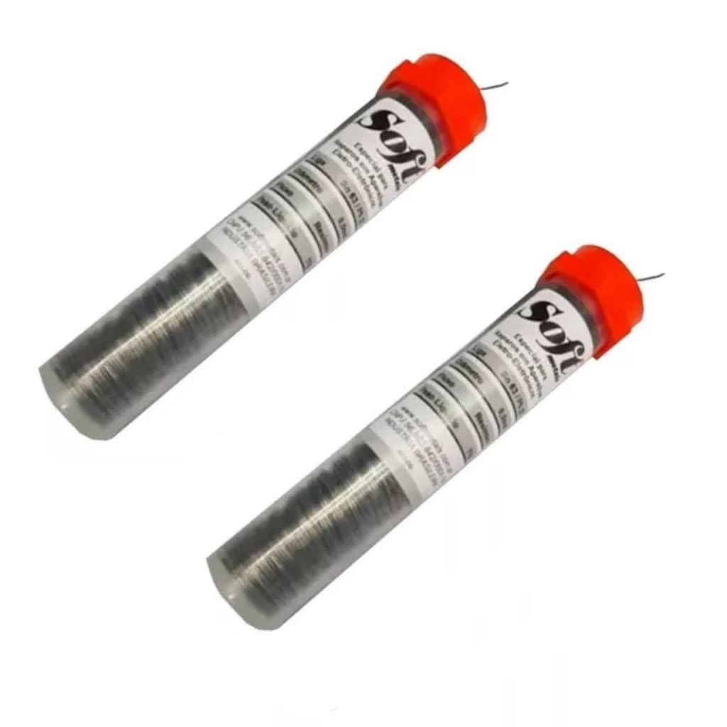 Kit 2 Tubos Solda Estanho Fio 0,5mm 63X37 Com Fluxo 11g Soft