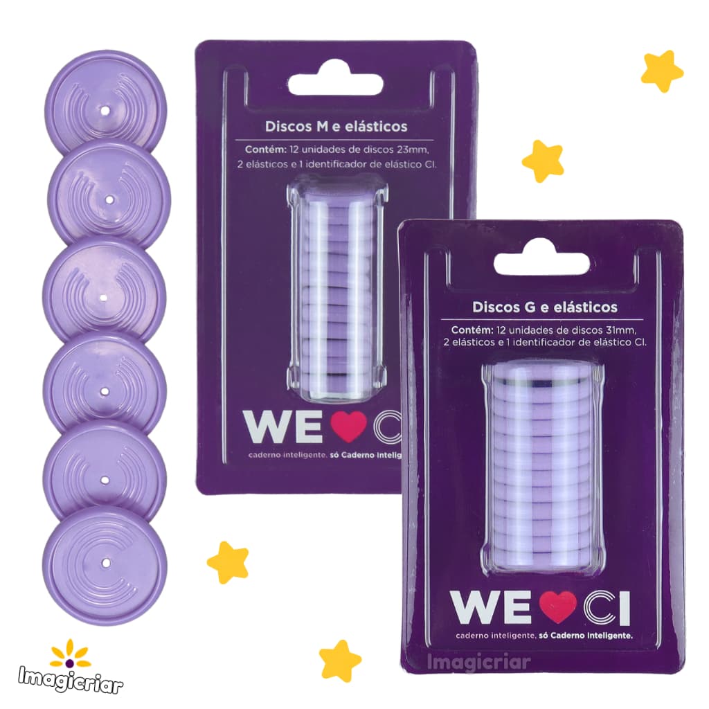 Discos + Elásticos Roxo dos Pampas para Caderno Inteligente