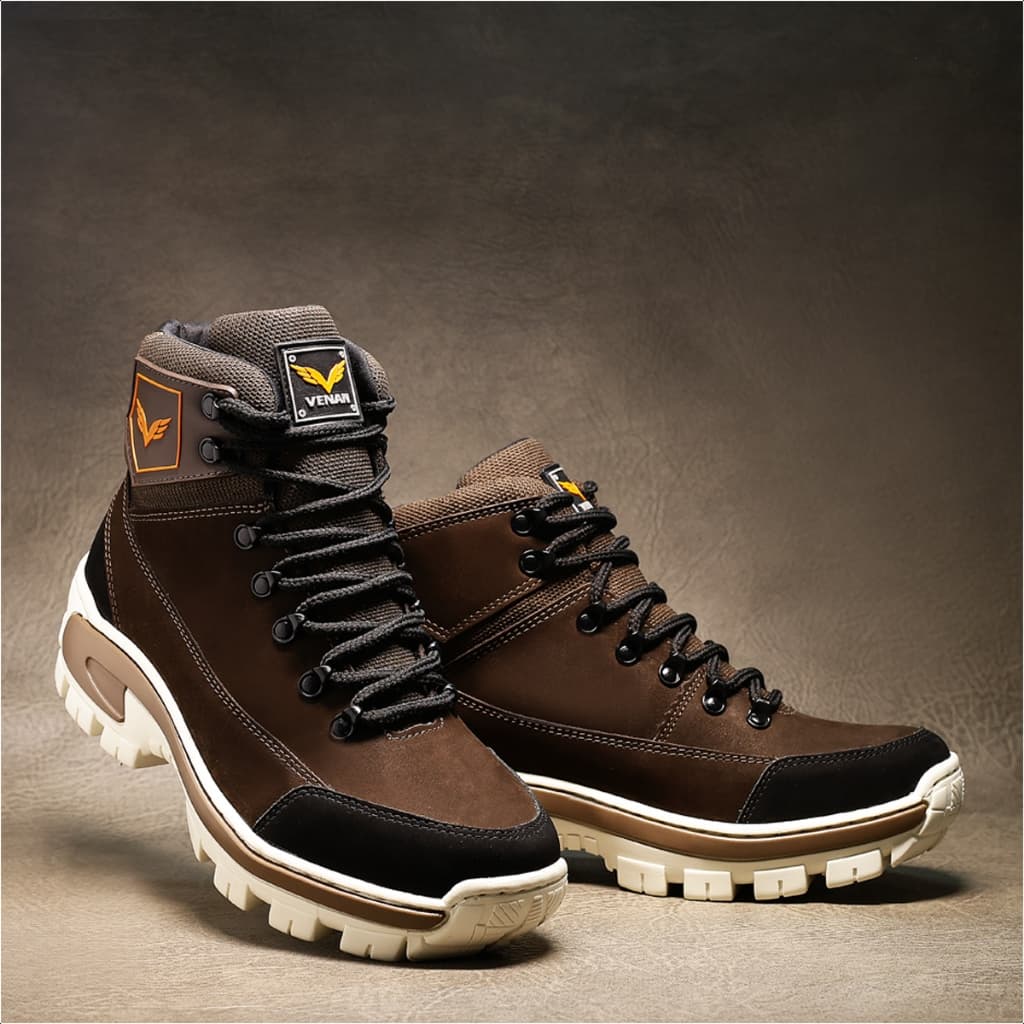Coturno Adventure Bota Masculina Cano Curto Couro Legitimo