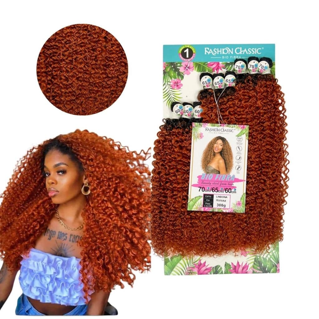 Cabelo Na Tela Lindona Bio Fibra Entrelace Mega Hair Cacheado 70cm -Fashion classic