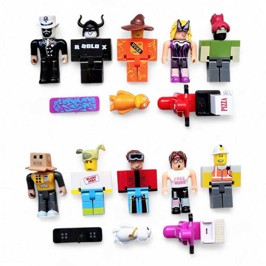 Kit 5 Bonecos Jogo Articulados 10cm + Mascote Skate Moto e Acessórios.