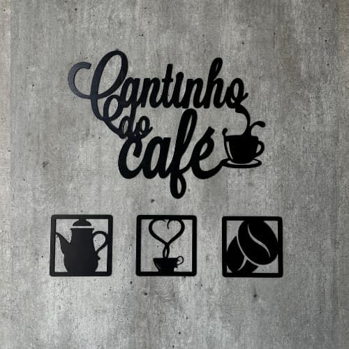 Placa Decorativa "Cantinho do Café" em Acrílico Espelhado Decoração