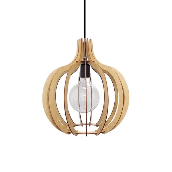 Pendente 1 Lâmpada Madeira Marrom Merengue Ilux