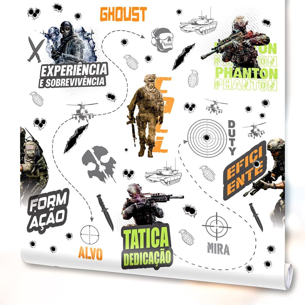 Papel de Parede Adesivo Decoração Quarto Personagens Game call of duty Lavável
