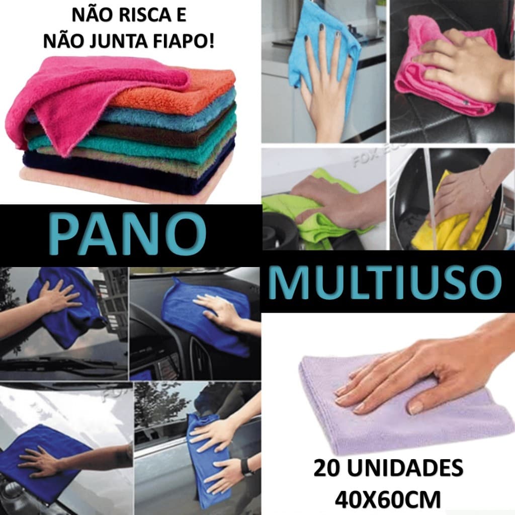 kit 20 Paninhos De Limpeza Soft Multiuso 40x60 - Não risca e Não junta pelo - carro cozinha macio!!!