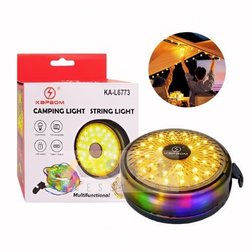 Fita de Luz LED para Camping 10 Metros USB Recarregável com Gancho Prática e Forte