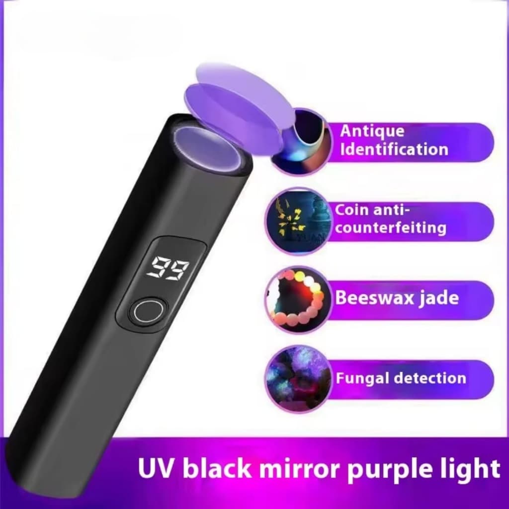 Lanterna de LED Ultra Violeta Portatil Carregavel USB Secador de Unha, para Nota Falsa 8104