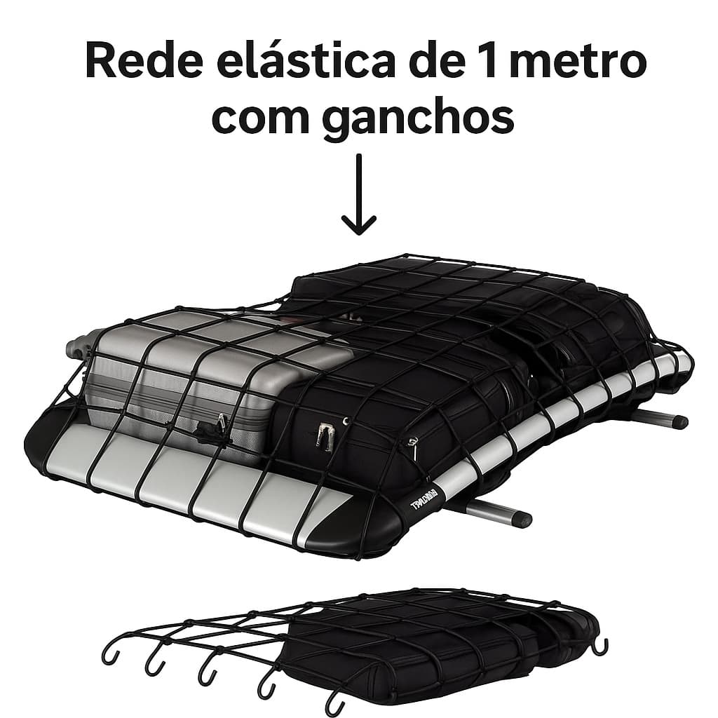Rede Elastica Aranha Mala Bagageiro Carga Prancha 1x1 Metro