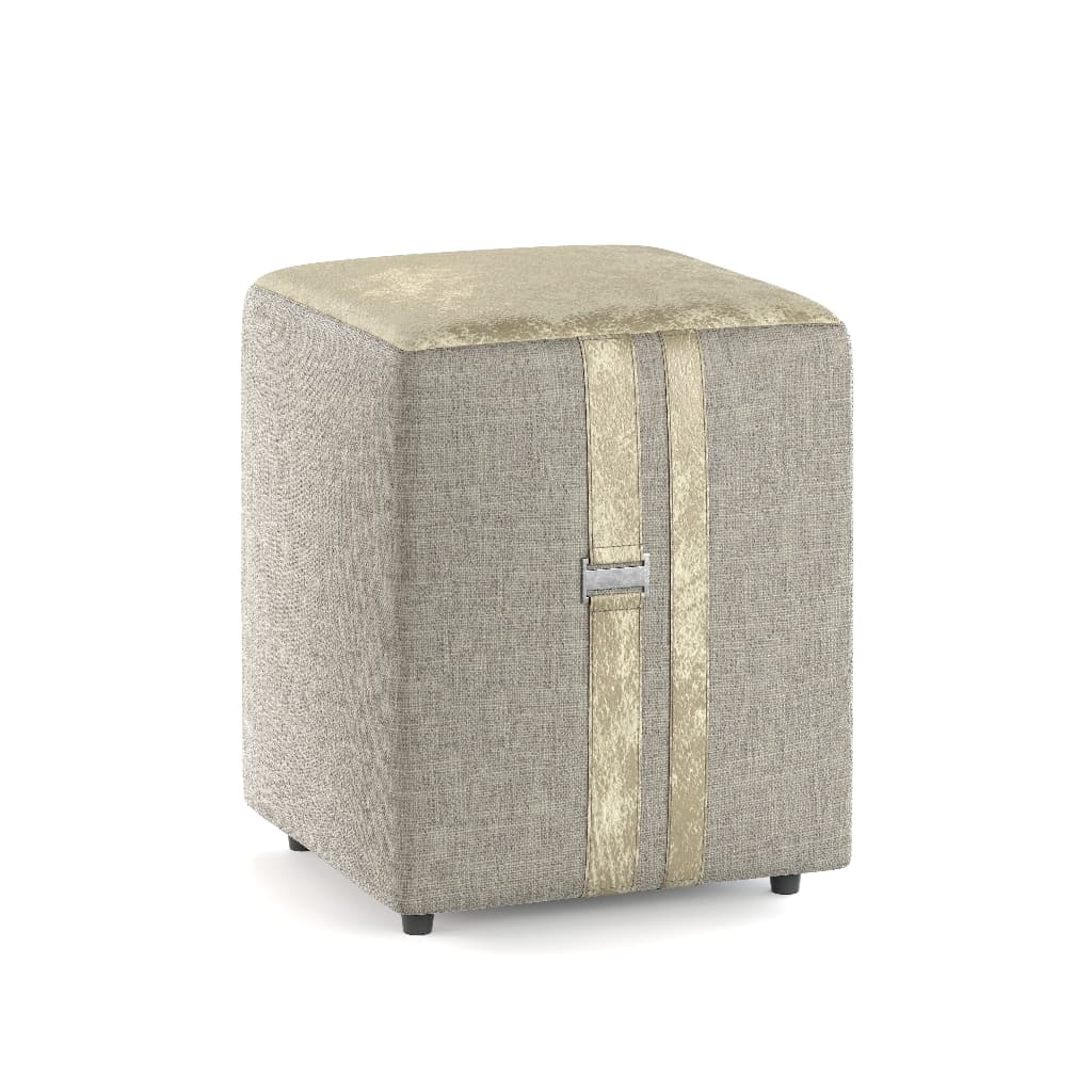PUFF DOMUS QUADRADO EM LINHO E COURINO DECORATIVO PARA SALA QUARTO 2 CORES