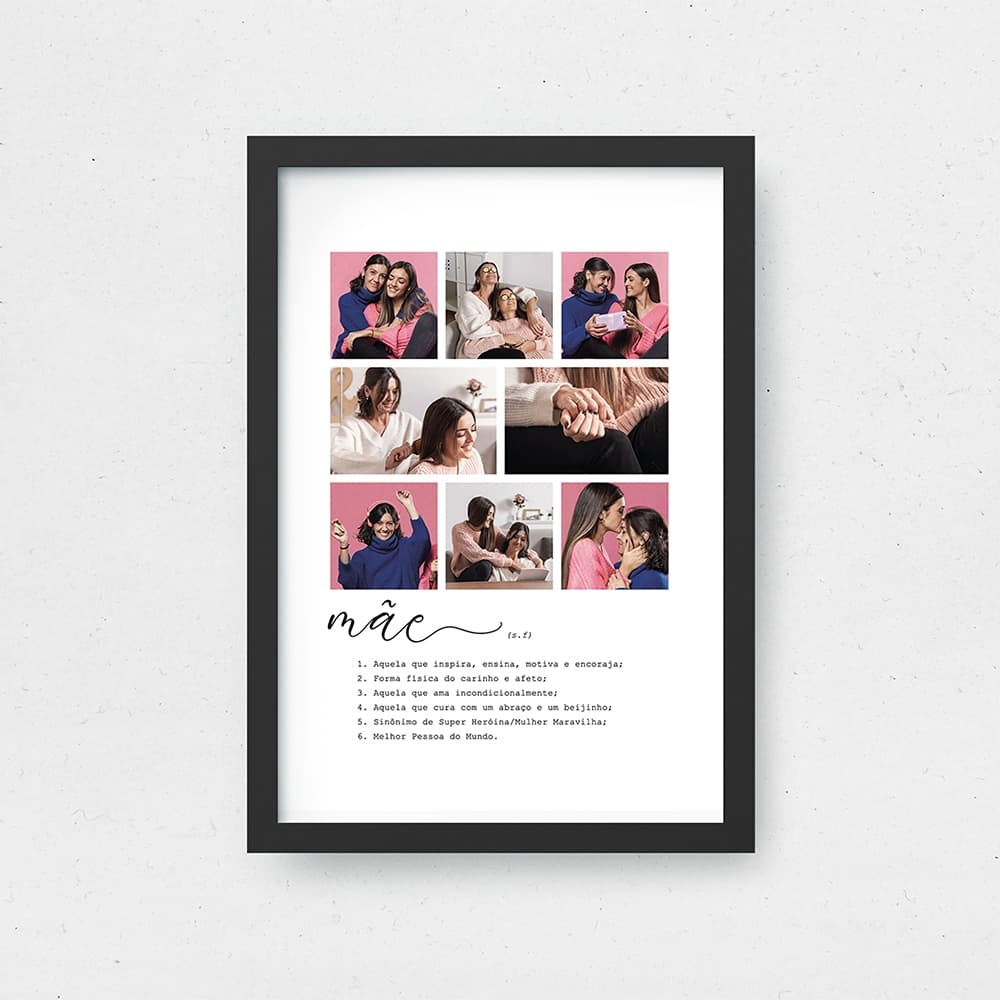 Quadro Definição Mãe A4 Presente Mãe 8 Fotos Dia das Mães Presente Criativo Decorativo