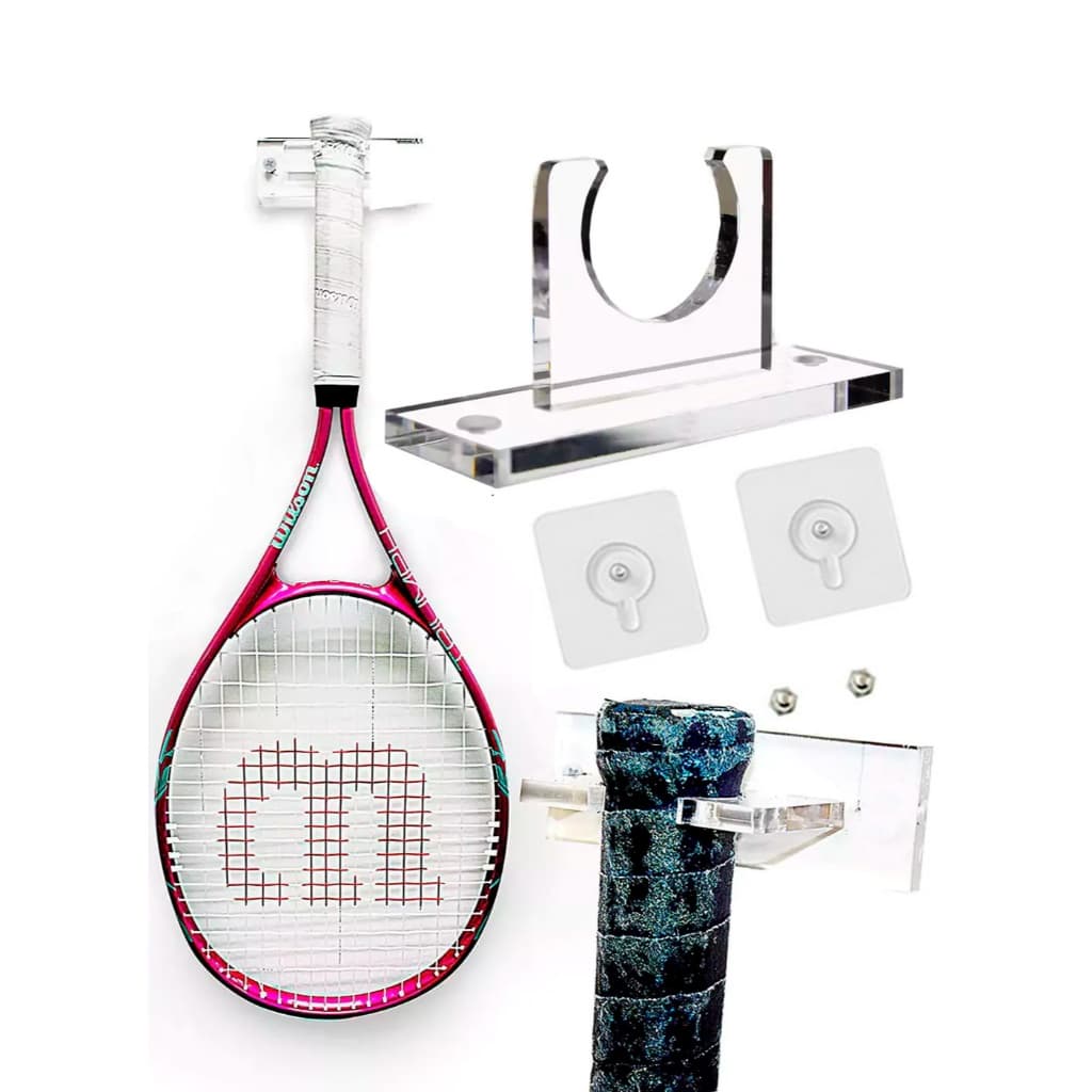 Suporte De Parede Para Raquete De Tenis E Beach Tennis acrilico transparente discreto sem furos