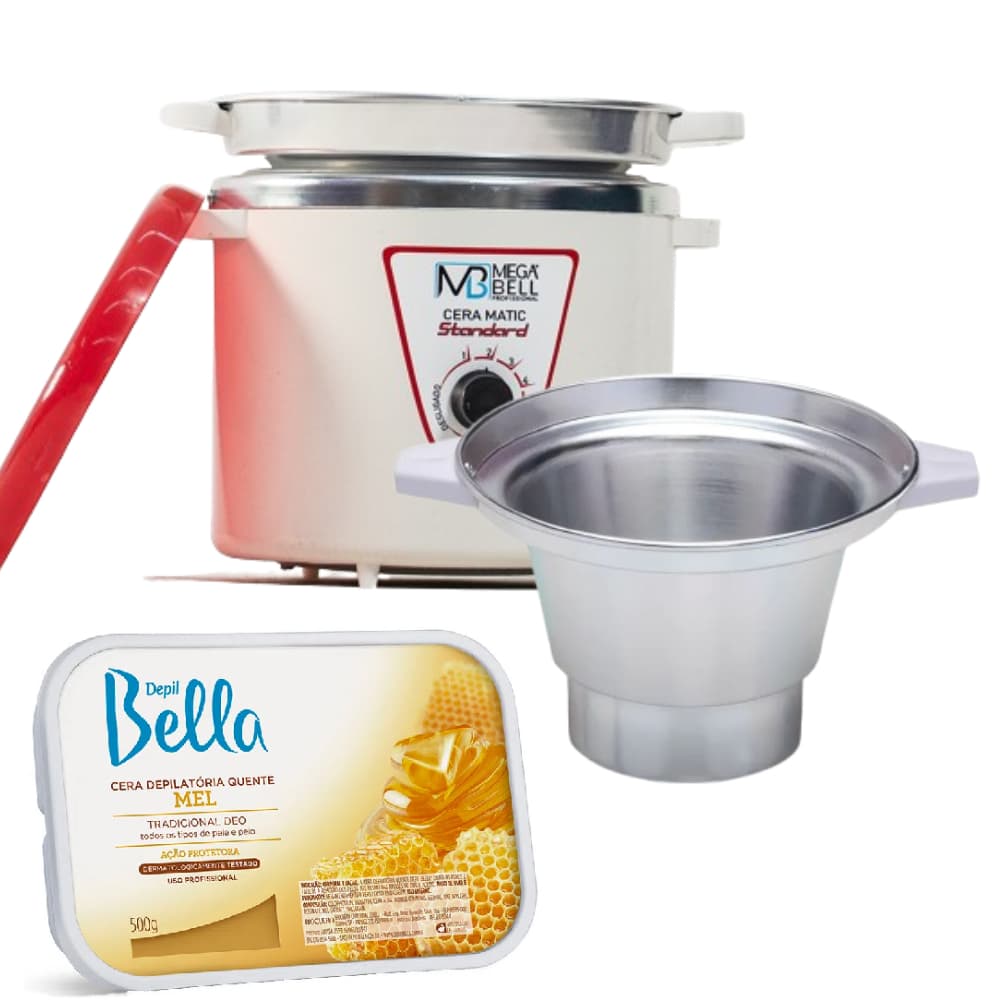 Termocera Branca com Vermelho Com Refil 900g + Refil Extra + Cera em Barra de Mel
