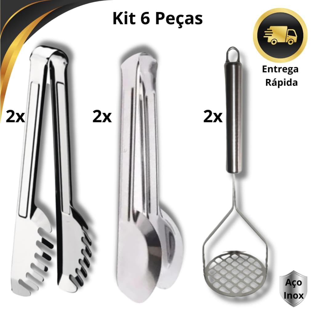 Utensílios de Cozinha Pegador Universal Pegador De Massas Amassador de Batata Aço Inox Premium