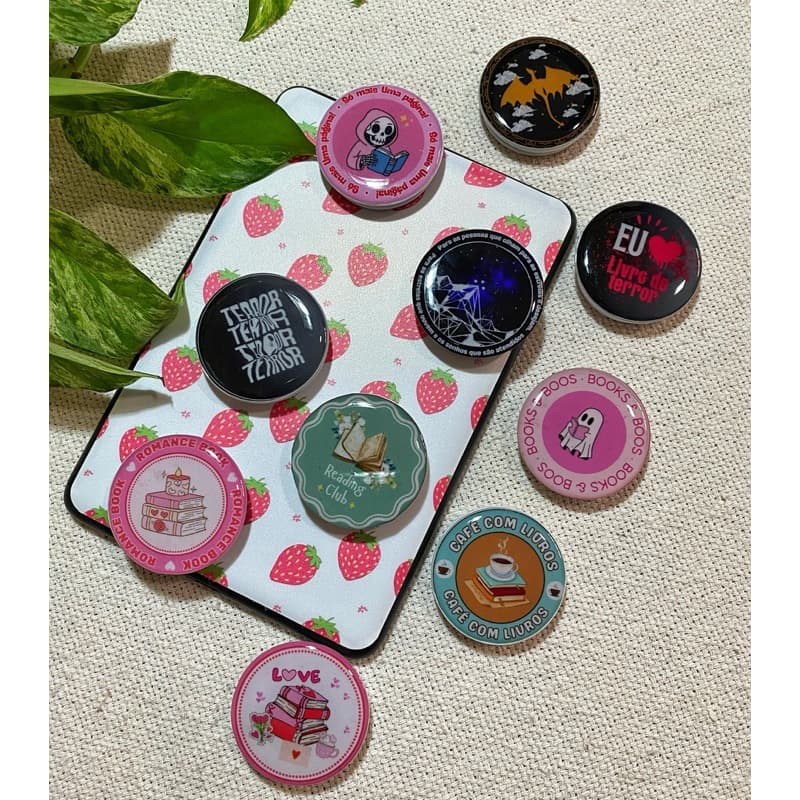 Popsocket Literário Resinado p/ Celular e Kindle | Suporte de Leitura Criativo | Suporte Clip