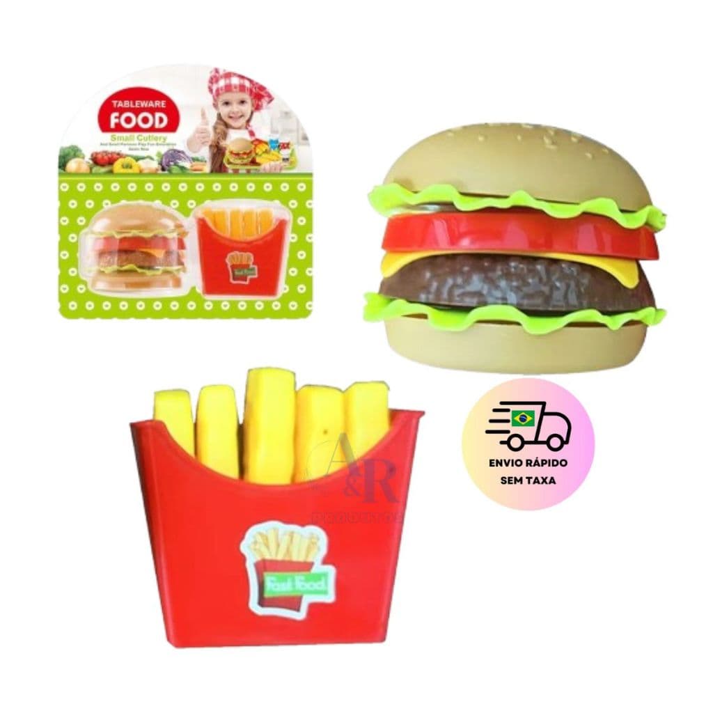 Brinquedo Infantil Comida Lanche Hamburguer Batatas Fritas