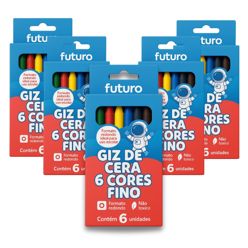 Kit 100 Giz De Cera 6 Cores Escolar Infantil Revenda Atacado Colorir Pintura Desenho Volta Aulas