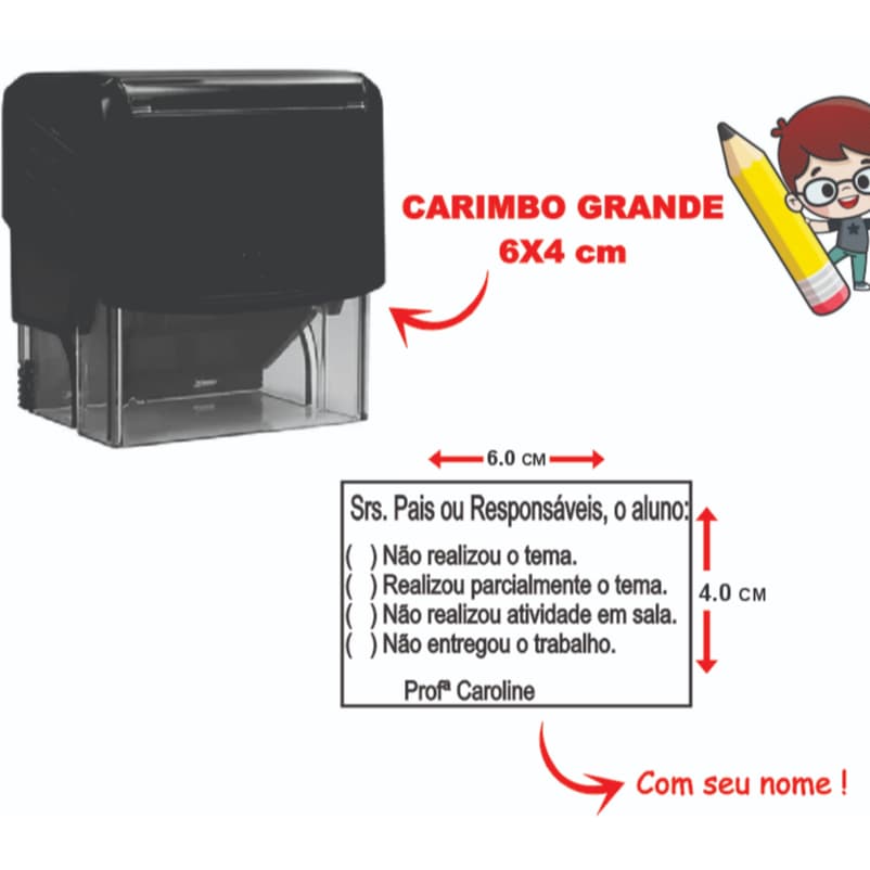 CARIMBO TAREFA DE CASA / CARIMBO PROFESSORA / CARIMBO ESCOLAR / CARIMBO PROFESSORA