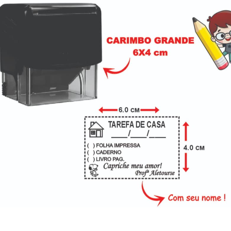 CARIMBO TAREFA DE CASA / CARIMBO PROFESSORA / CARIMBO ESCOLAR / CARIMBO PROFESSORA