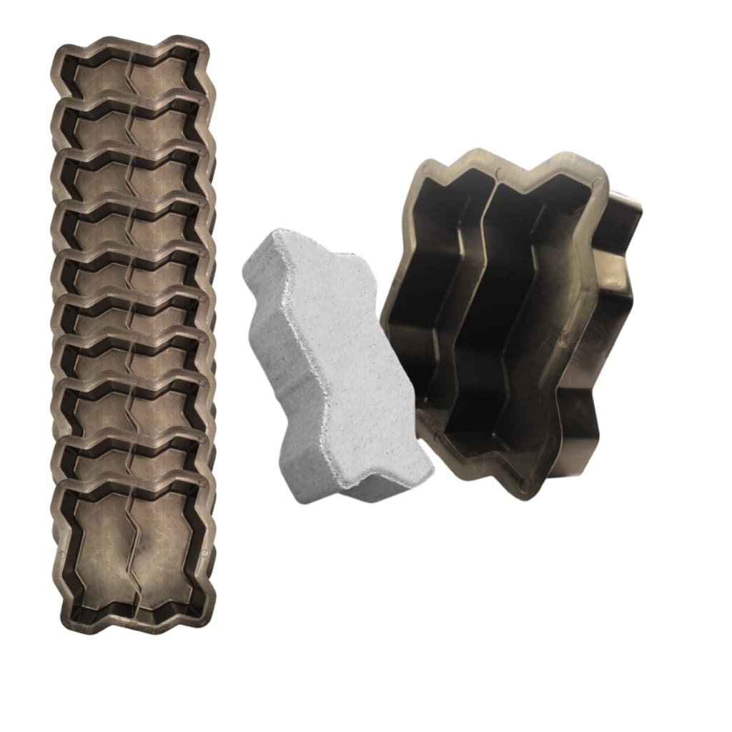 Kit 10 Forma p Construção de Piso 24x10x6 Bloco Intertravado Tijolinho Molde Plastico