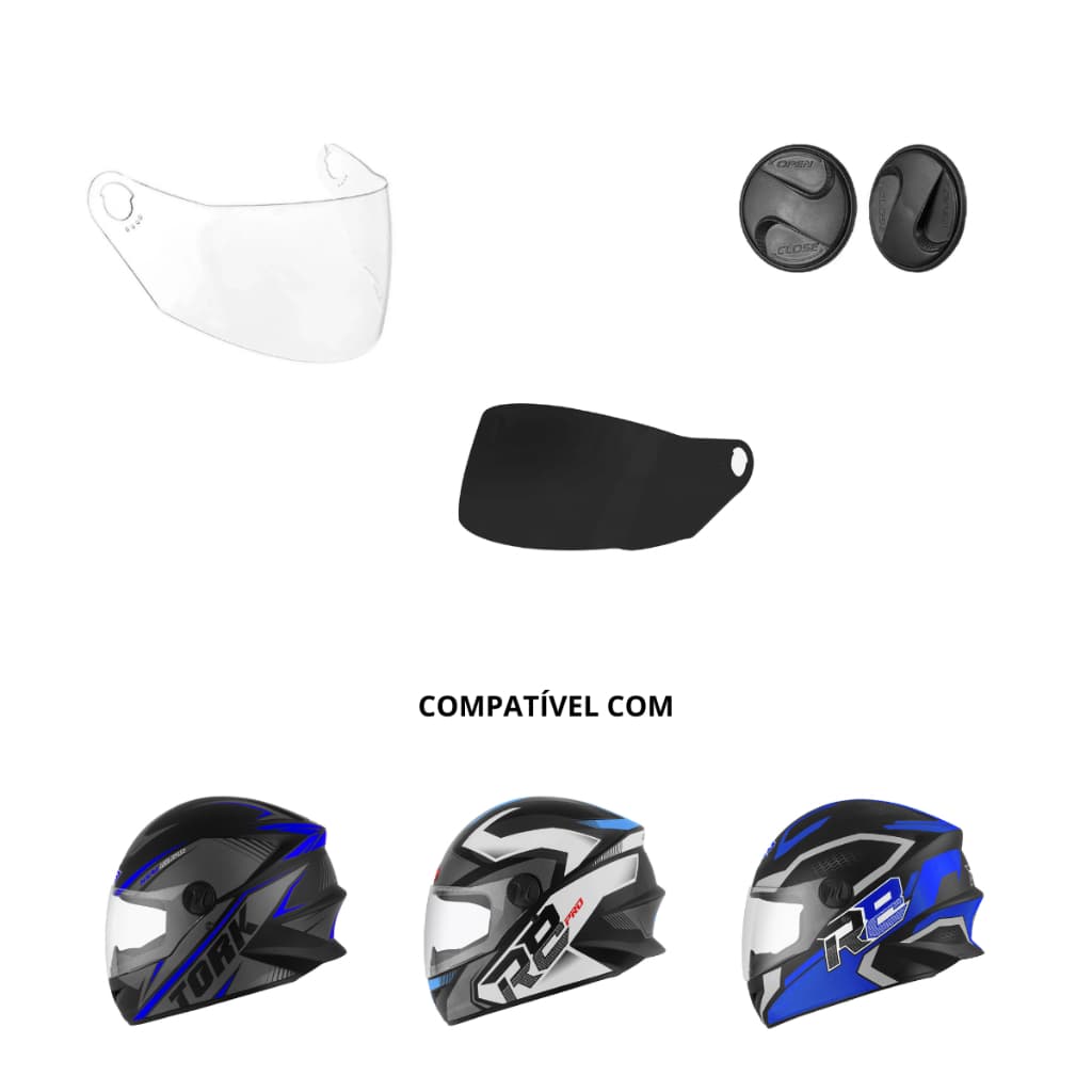 Viseira Cristal e Fume Para Capacete Pro Tork R8 / R8 Air Dupla curvatura Acessório de Reposição