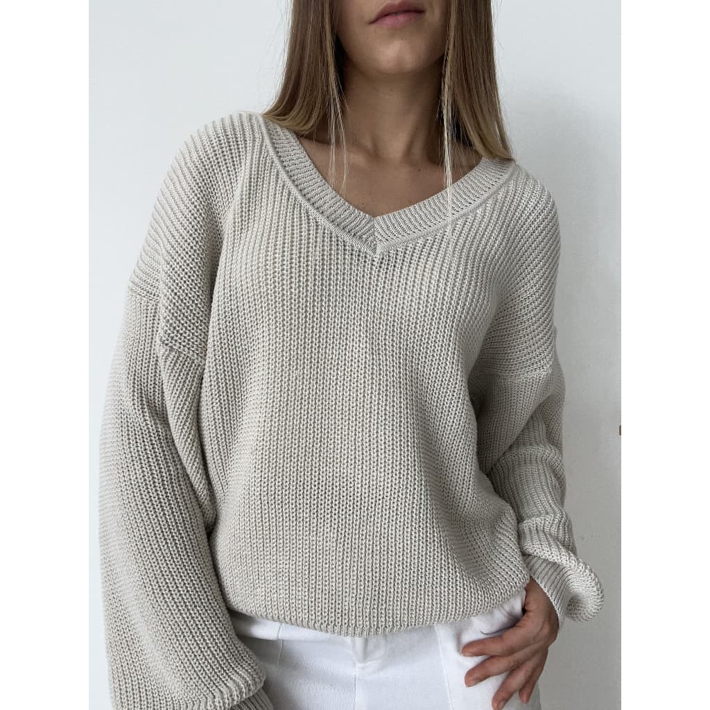 Blusa Tricot Sueter Gola V Trico Ponto Fang Manga Bufante Inverno