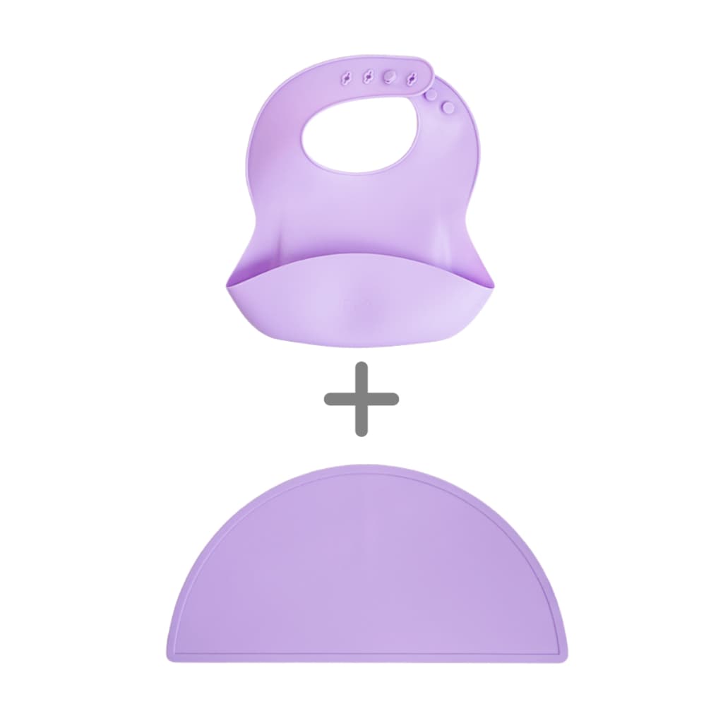 Kit Babador Infantil Cata Migalhas + Jogo Americano Descansa Prato Protetor Mesa Infantil Silicone BPA FREE
