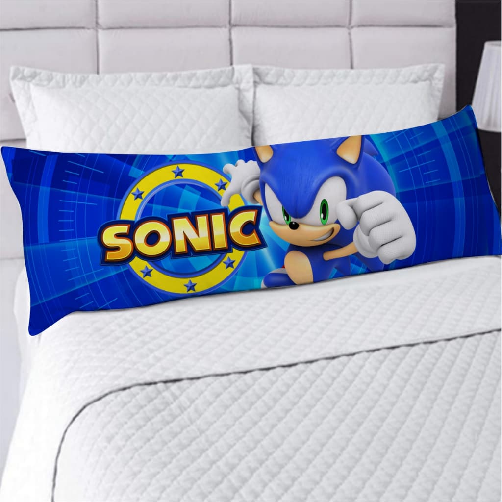 Fronha Avulsa ou Travesseiro de Corpo Xuxão Estampa Desenho Sonic Videogame