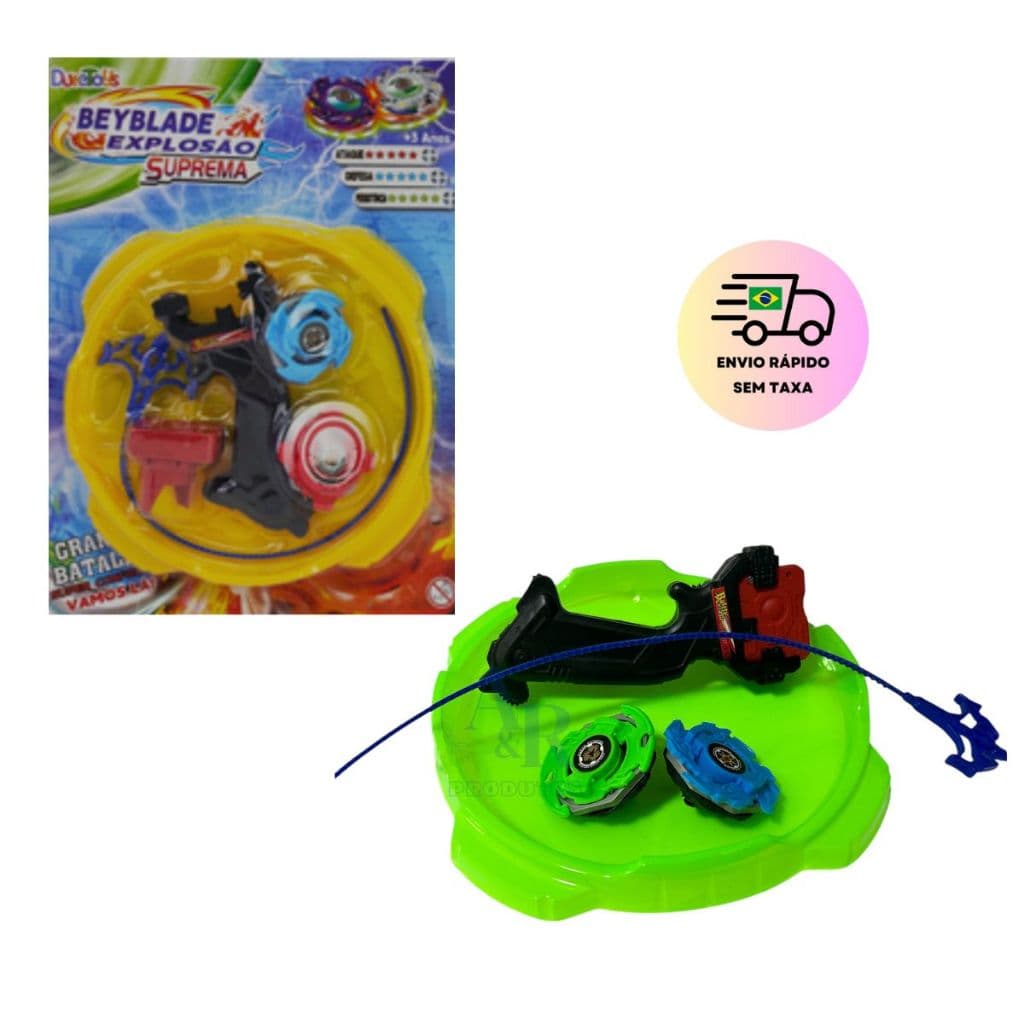 Kit 2 Beyblade + Lançador + Arena Promoção Tornado Brinquedo Lança Blay Blade