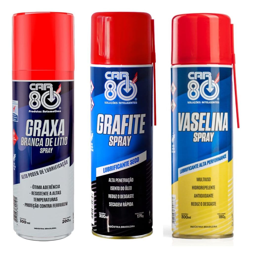 Kit Vaselina Spray Graxa Branca De Lítio Grafite Spray Car80