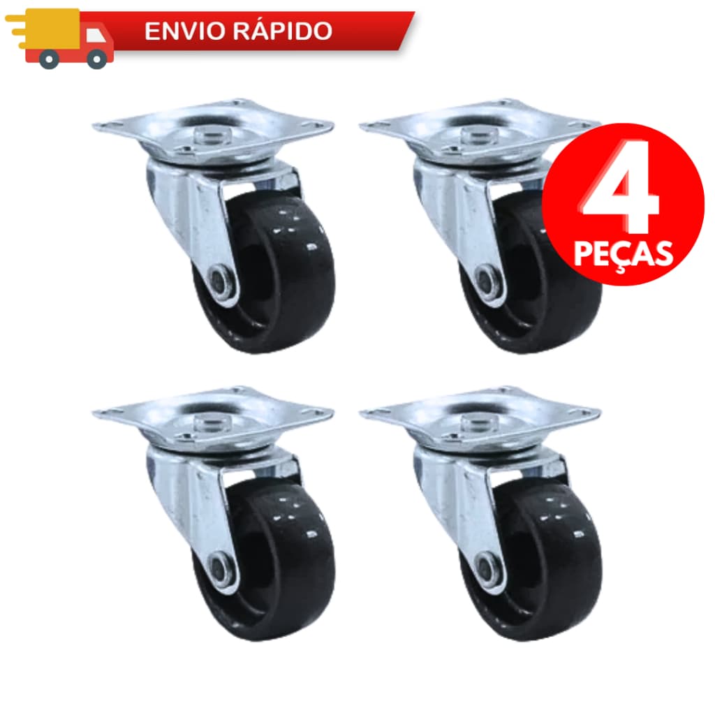 Kit Rodinhas 04/ 01 Rodízio Giratório 3,2Cm Anti Ruído Risco Para Móveis Vasos Multiuso Guarda Roupa De Casal