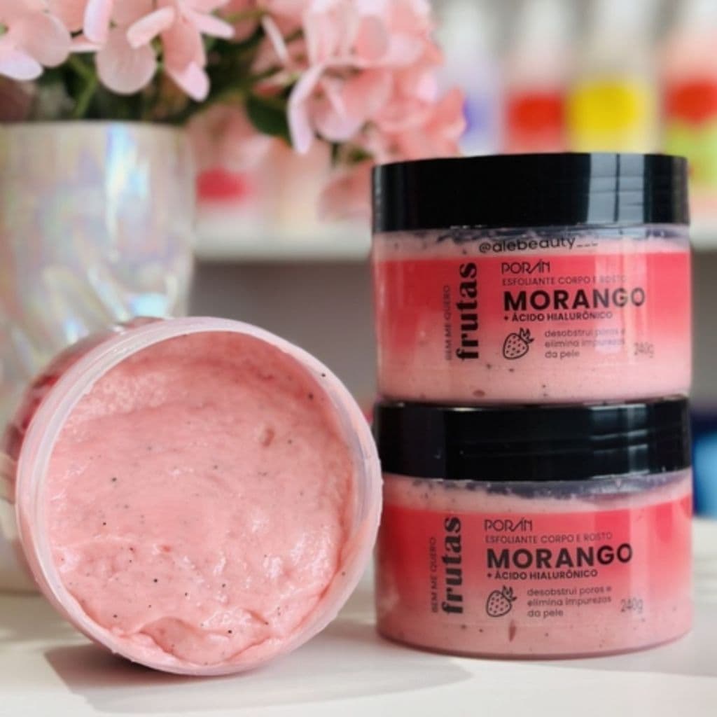 Esfoliante Corpo e Rosto Morango + Ácido Hialurônico 240g - Porán