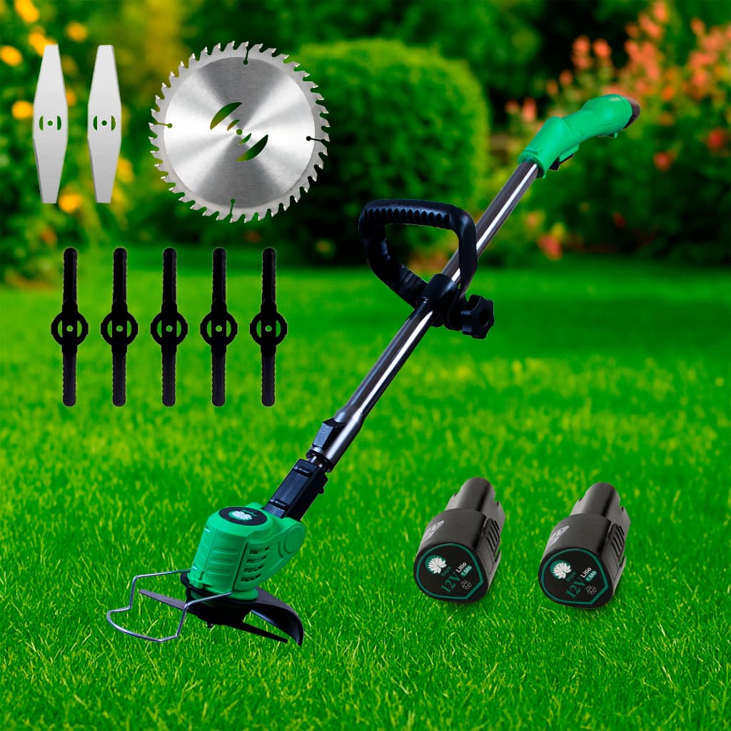 Roçadeira Aparador Cortador De Grama Elétrico Bivolt 110v/220v 2 Baterias Recarregável Kit Completo