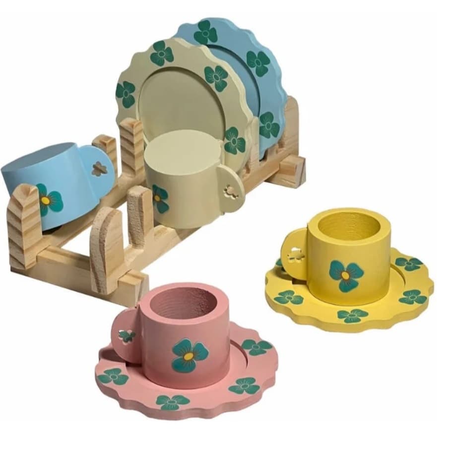 Brinquedo De Madeira Kit Cafezinho Com Xícaras Brinqmutti