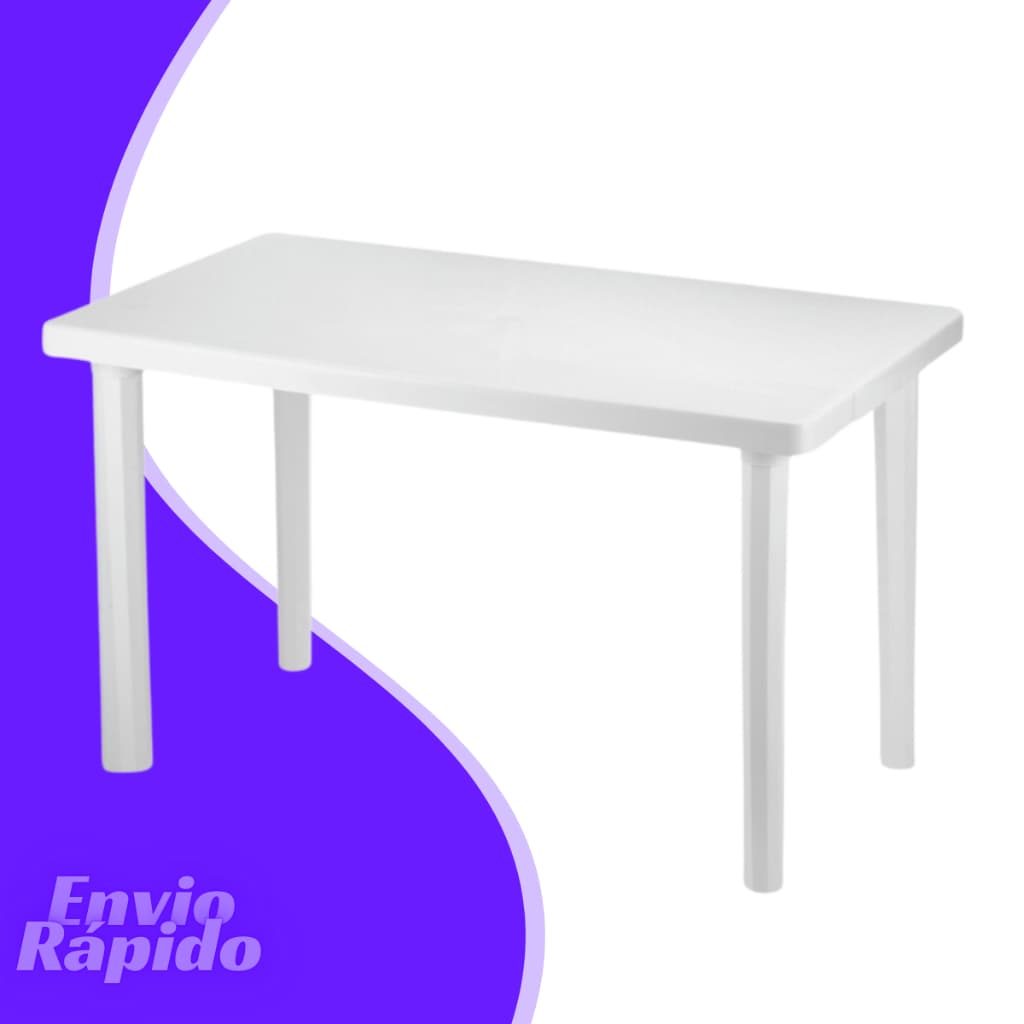 Mesa Retangular Grande Branca Desmontavel 6 Lugares Plastico Reforçado Para Casa Piscina Jardim