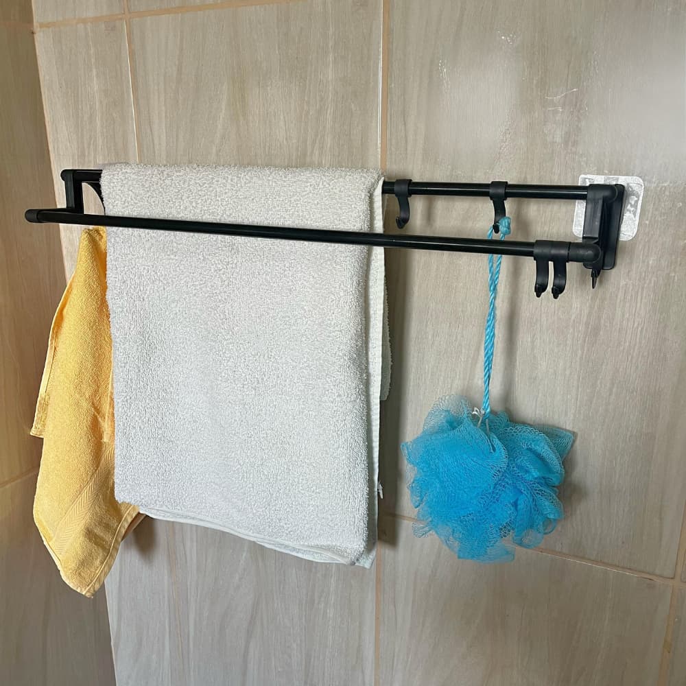 Toalheiro Duplo em Plástico e Alumino 60cm de Parede A prova d´Água