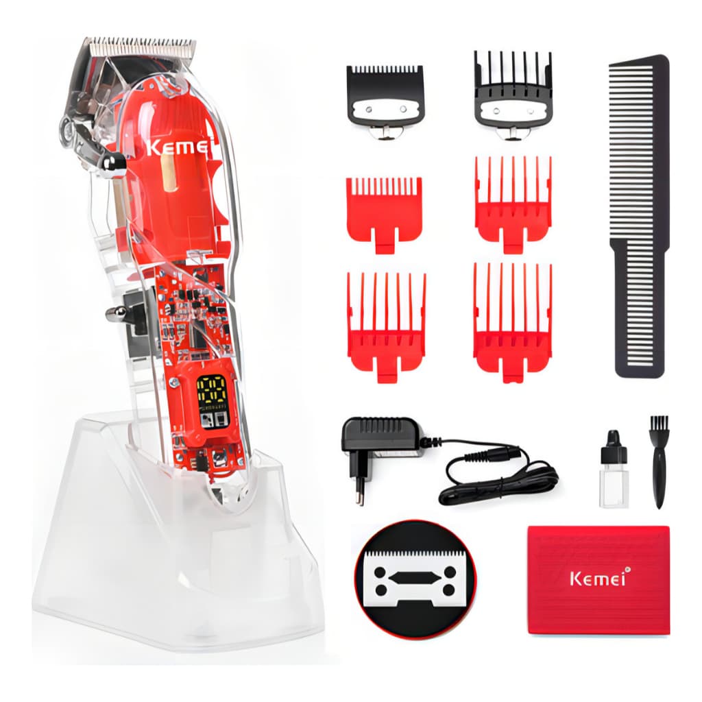Máquina De Cortar Cabelo Profissional Kemei Km-1762 Com Base Cor Transparente 110v/220v