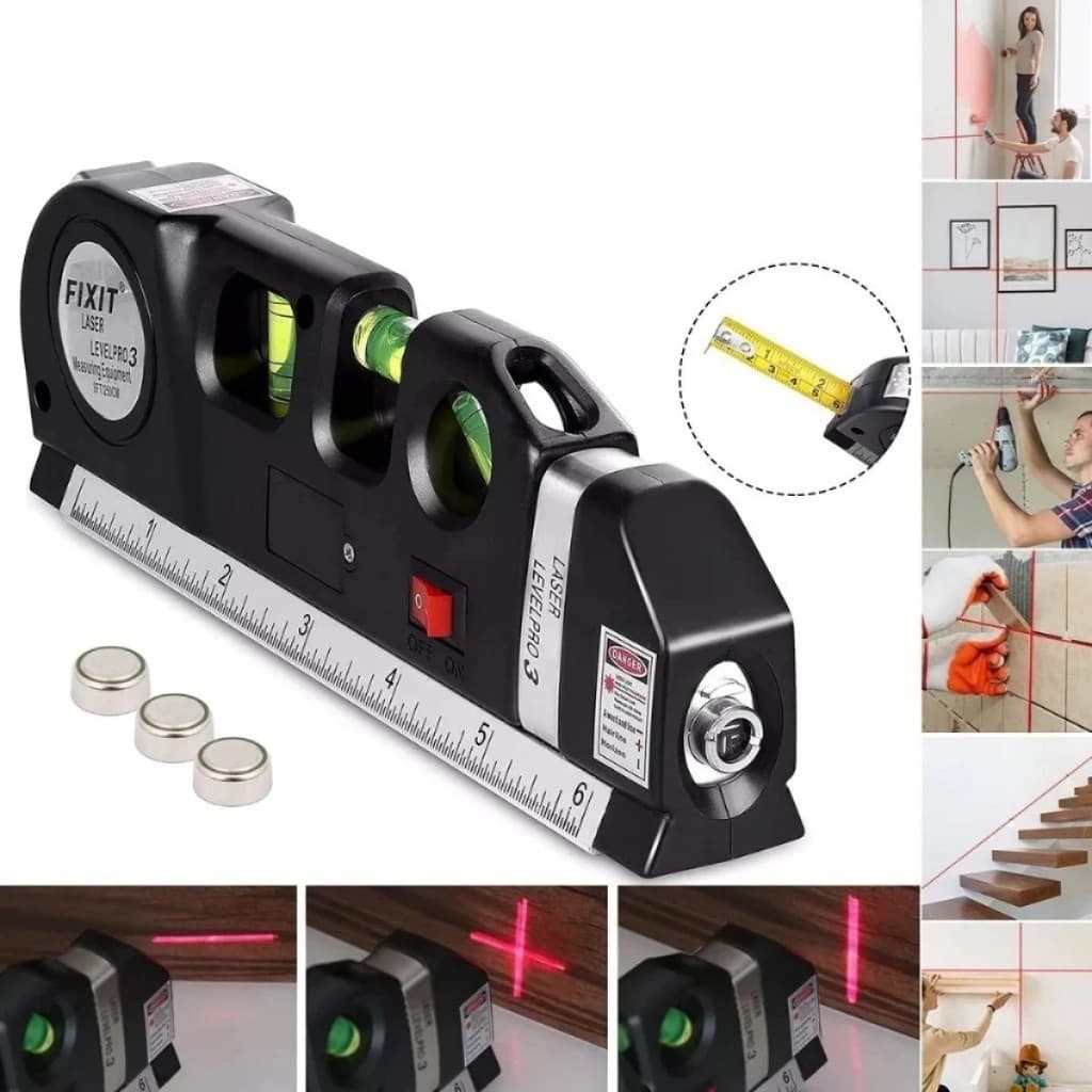 Nível a Laser Digital Multifunção com Laser + Trena 2,5m Ideal para Alinhar e Medir
