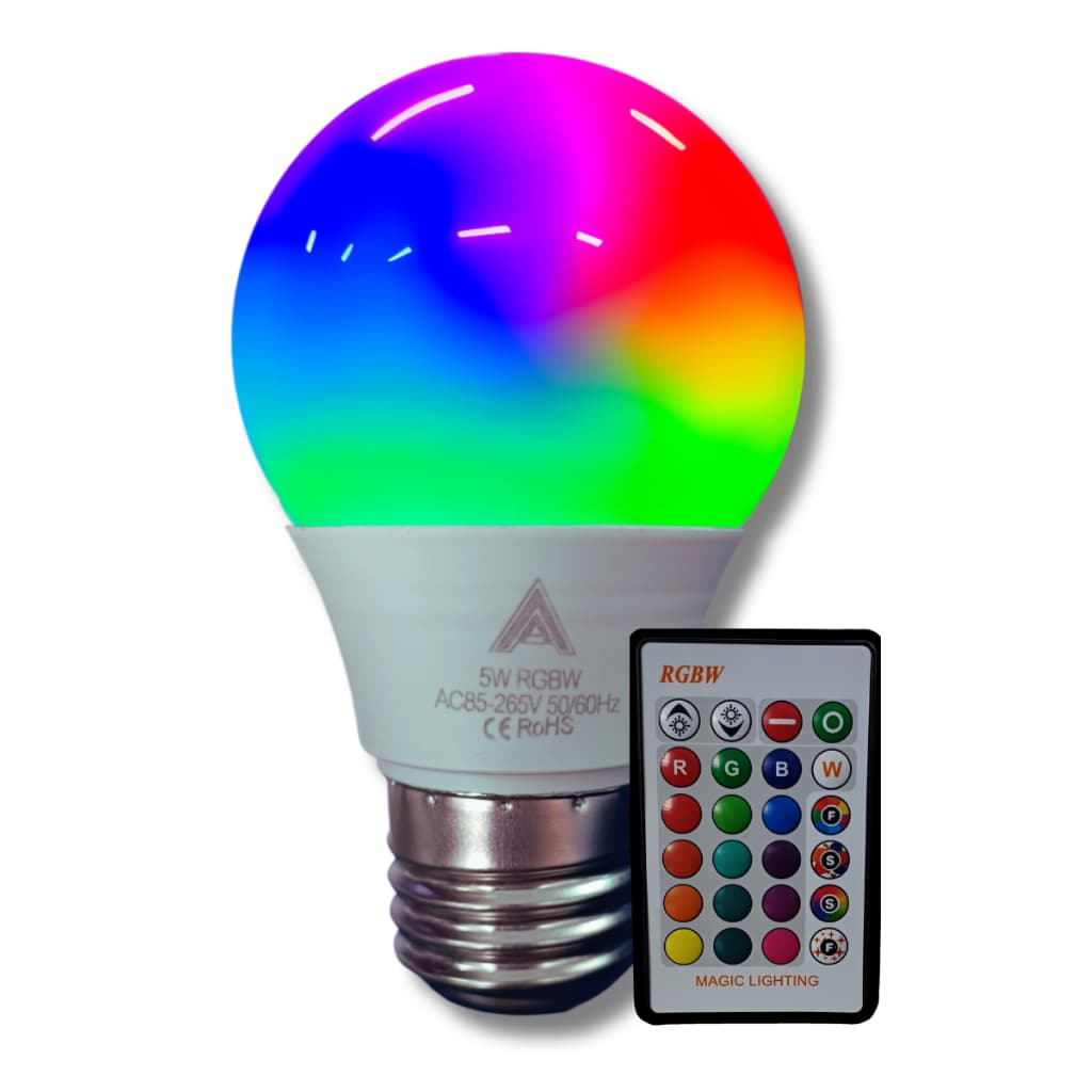 Lâmpada Bulbo Controle remoto  Led Colorido RGB Luz de Cromoterapia 5w 16 cores Bivolt E27