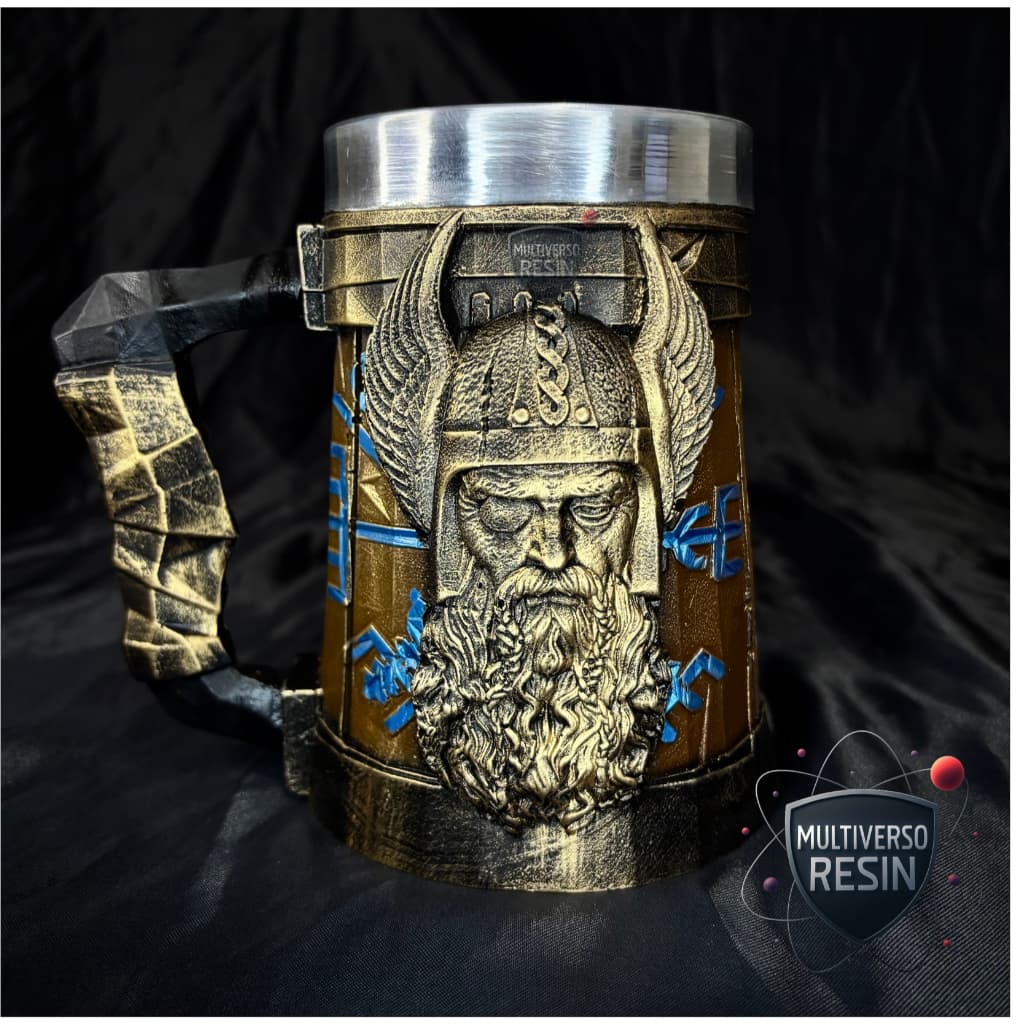 Caneca/Copo Viking Deus Odin Medieval Hidromel 3D Resina