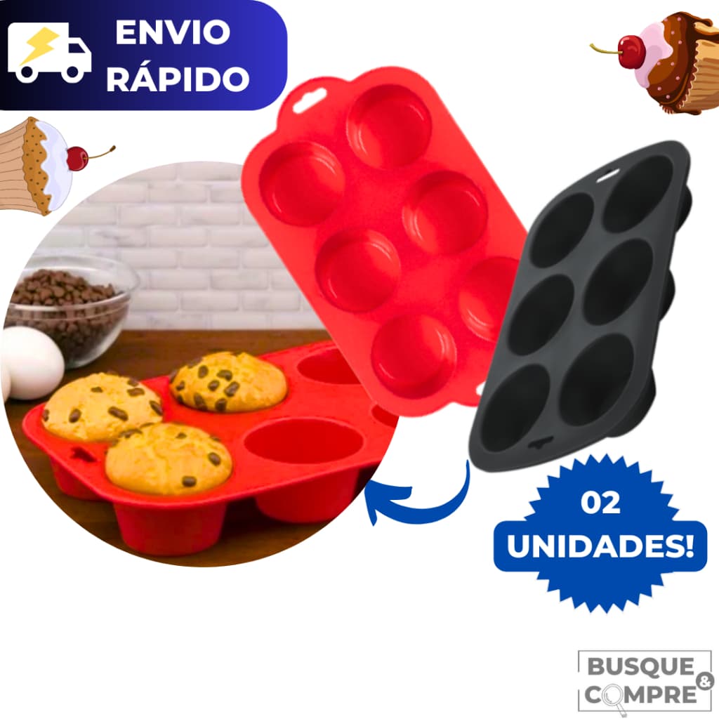 2 Formas para Cupcake Dobrável de Silicone Assadeira Resistente a Temperatura Alta Forma Assadeira