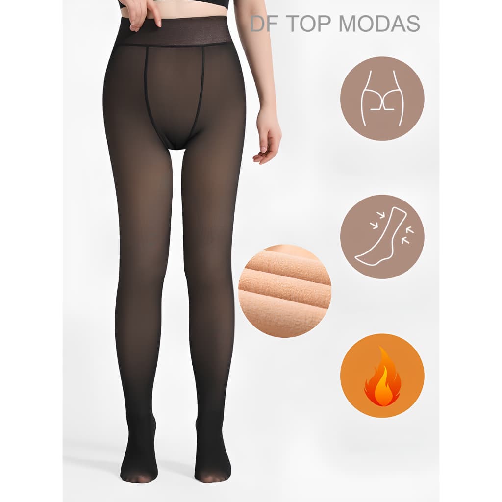 Meia-Calça Térmica Forrada Peluciada Translucida Feminina Inverno 220g – Super Elástica e Confortável