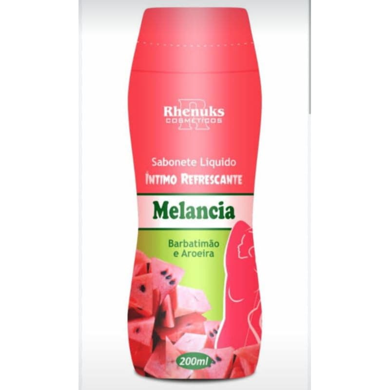 kit com 3 sabonetes íntimos 200ml cada, fragrância de melancia, barbatimão e rosa mosqueta.