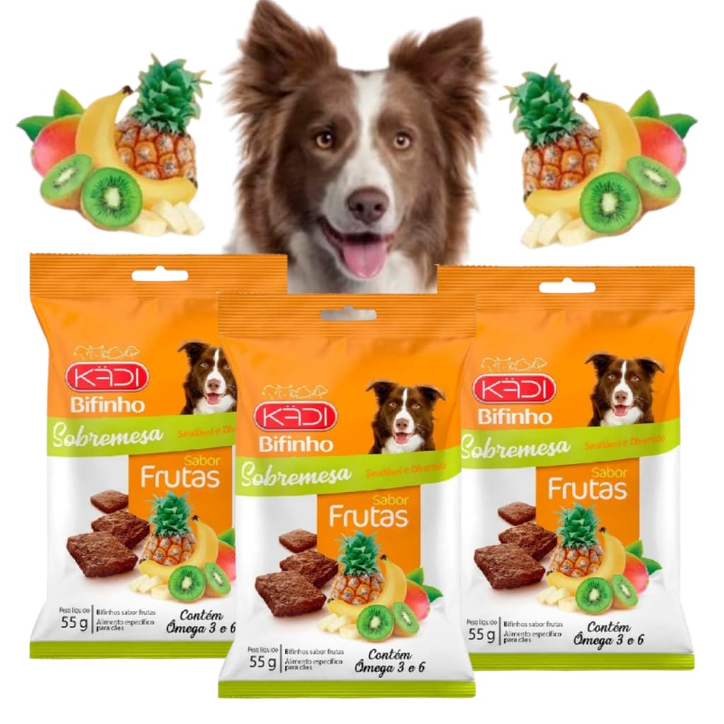 Bifinho Para Cães 55g Sabor Frutas Kadi 3 Unidades Fórmula Gran Natural Cão Dog Petisco Plus Special Premium Dogs