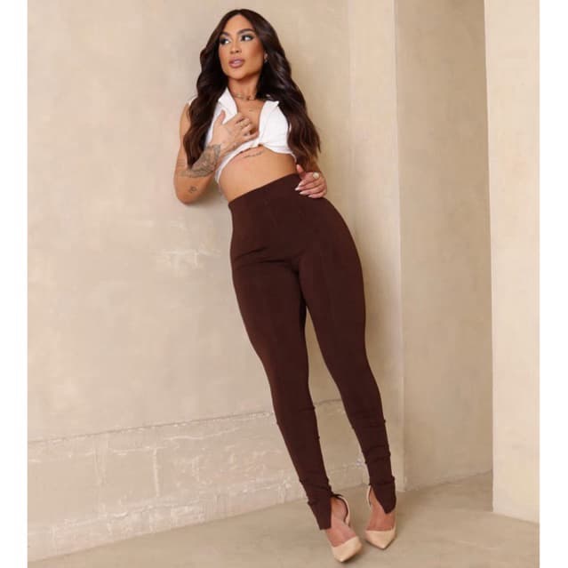 Calça Feminina Montaria Zhara Skinny Legging Cintura Alta Básica Casual Moda Outono Inverno